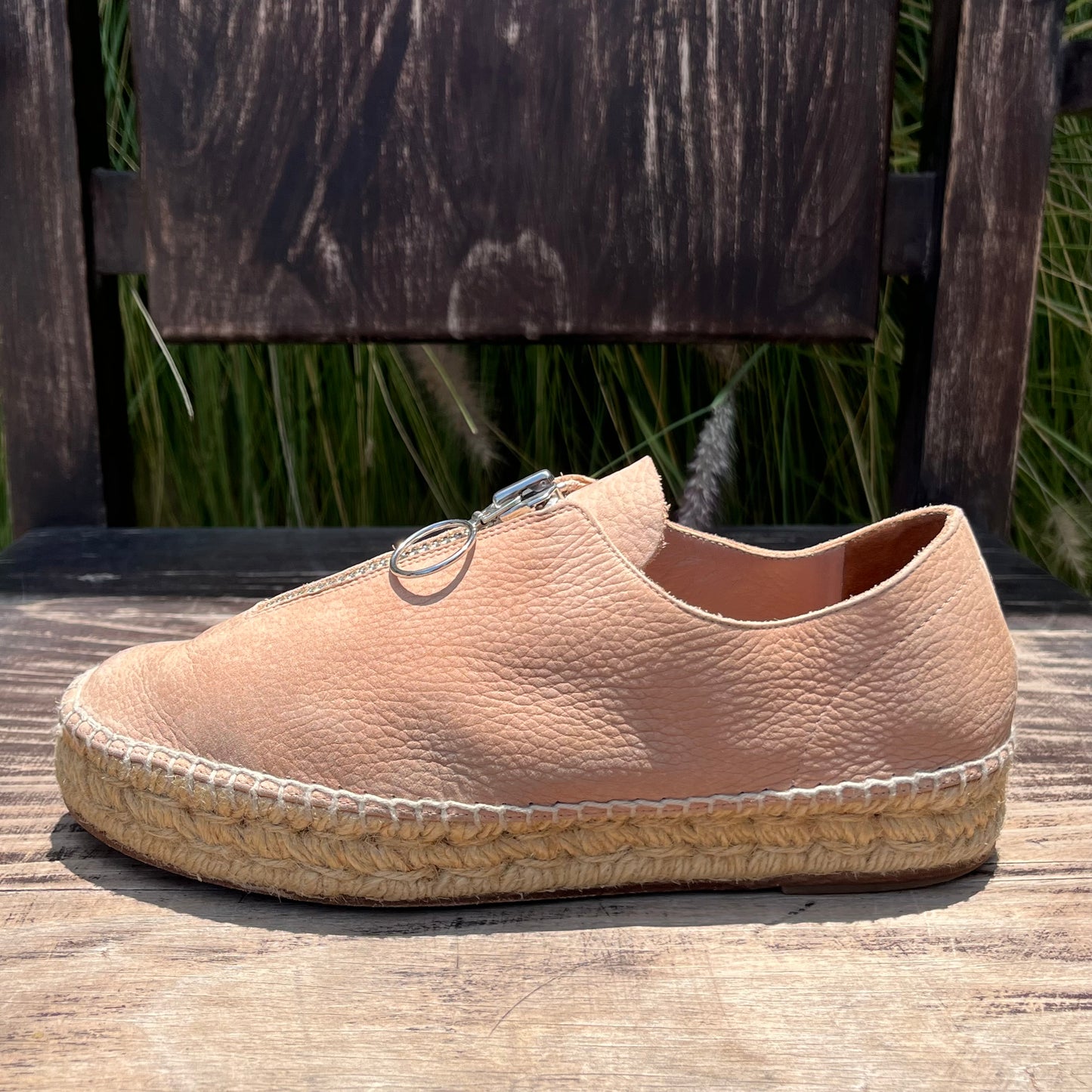 Alpargatas de plataforma Devon con cremallera en piel color rubor de ALEXANDER WANG