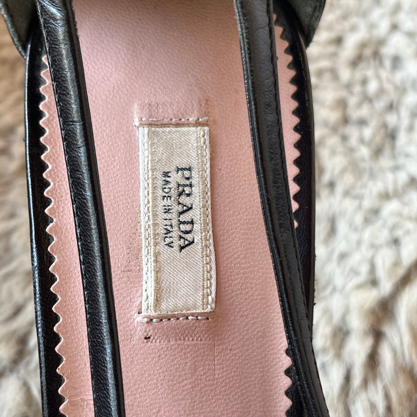 PRADA Buckle Detail Pointed Toe Open Side Pumps