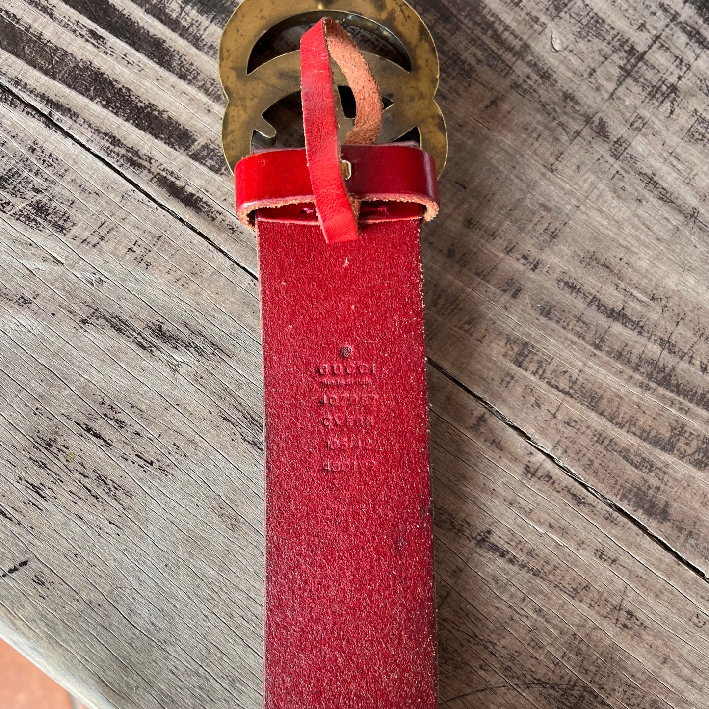 GUCCI MARMONT GG LOGO RED LEATHER STUDDED BELT RARE