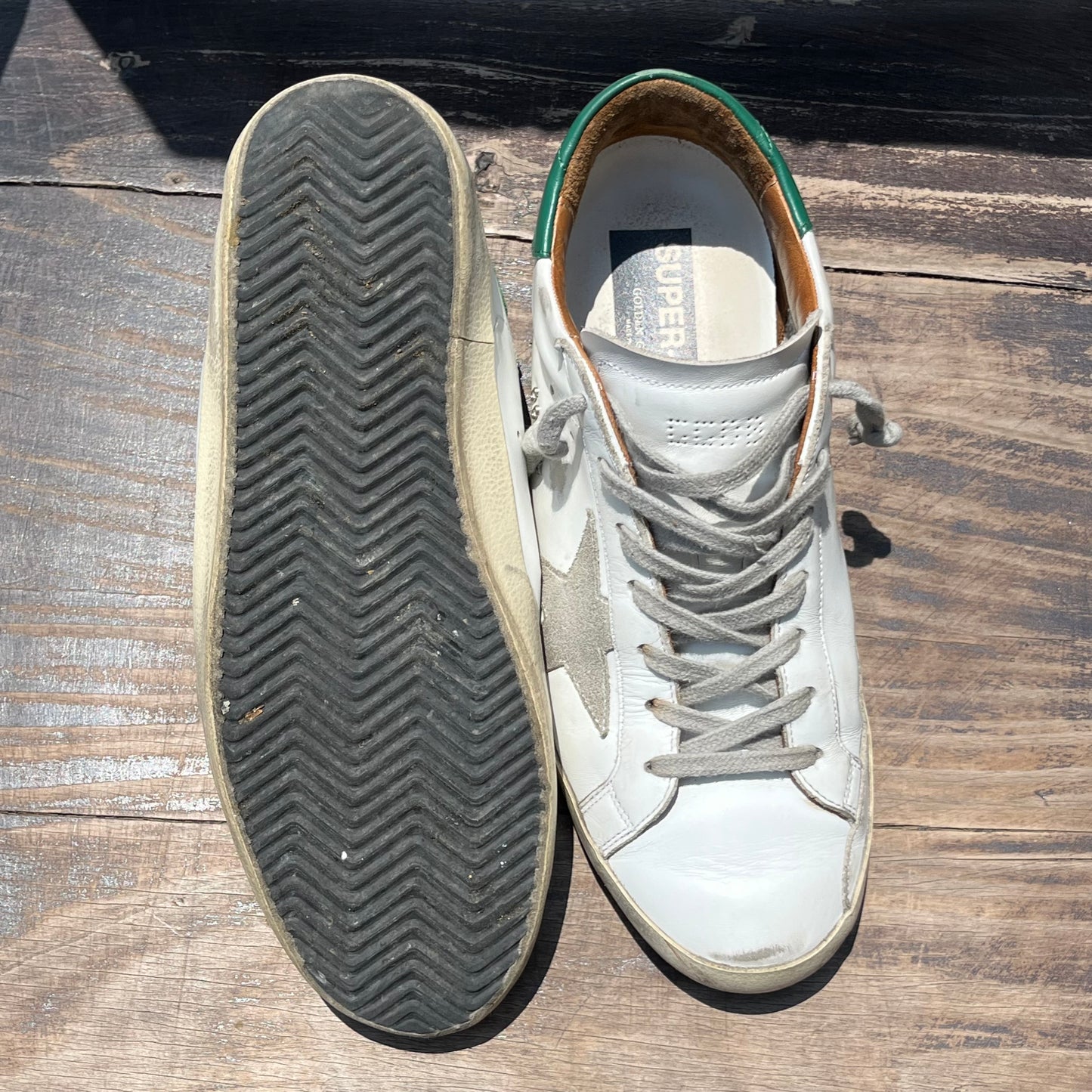 GOLDEN GOOSE Super-Star White Green Sneakers
