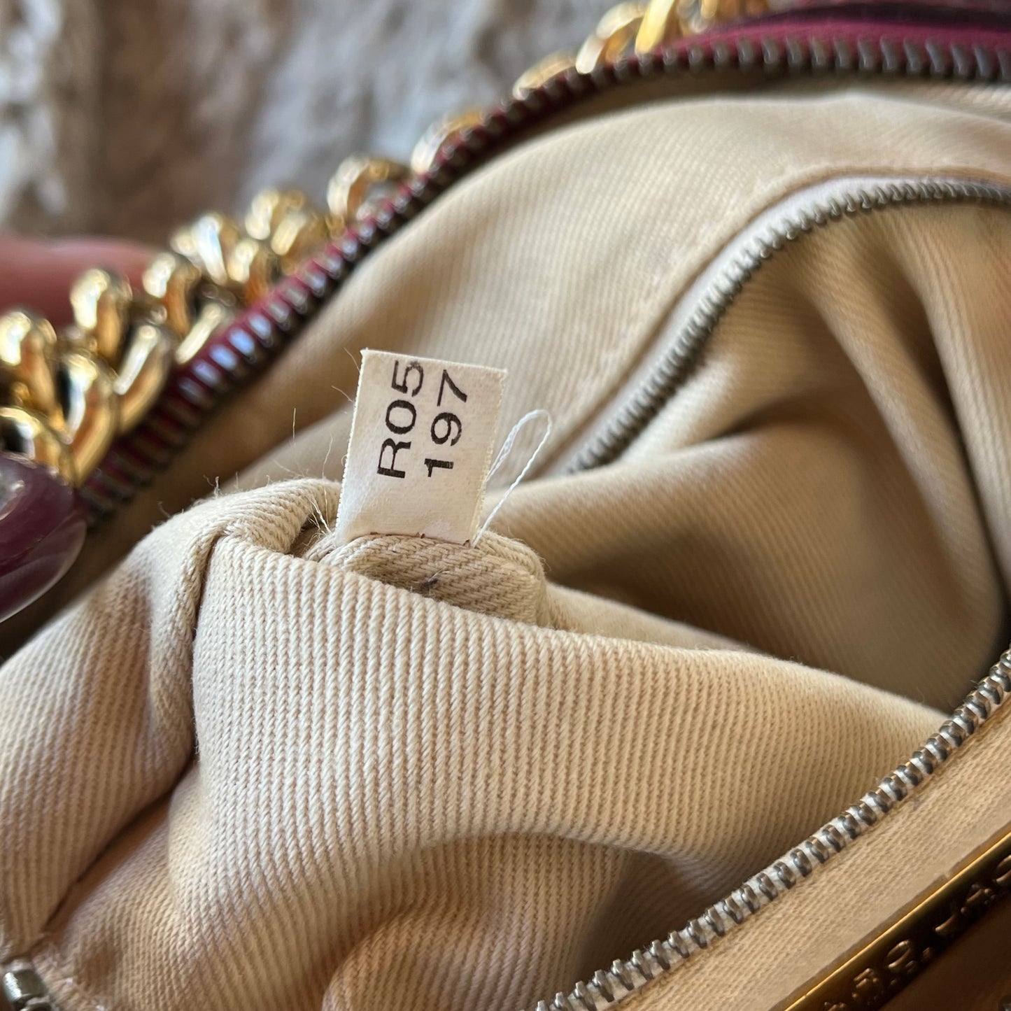 MARC JACOBS Banana Pink Denim Quilted Gold Chain Hobo Bag