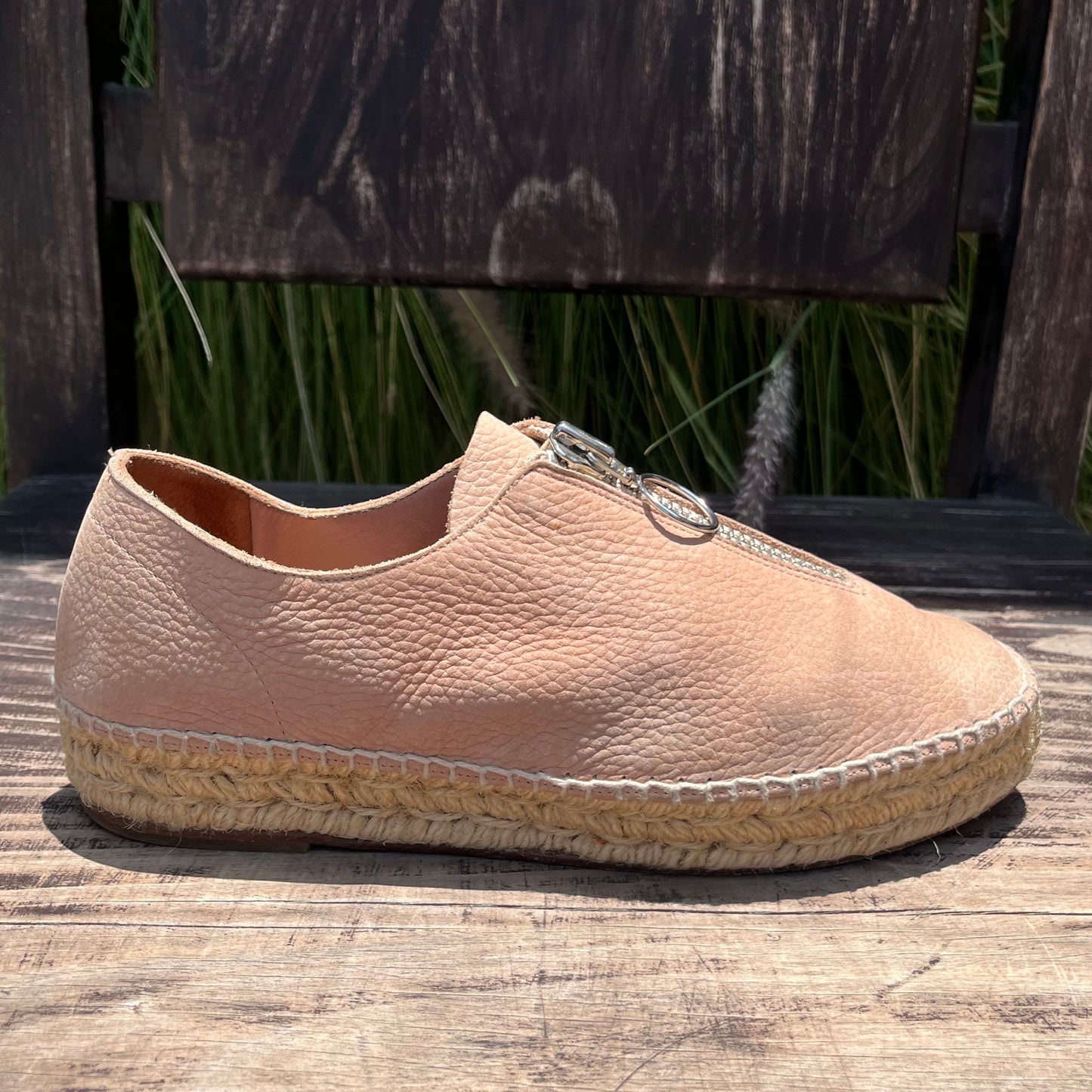 Alpargatas de plataforma Devon con cremallera en piel color rubor de ALEXANDER WANG