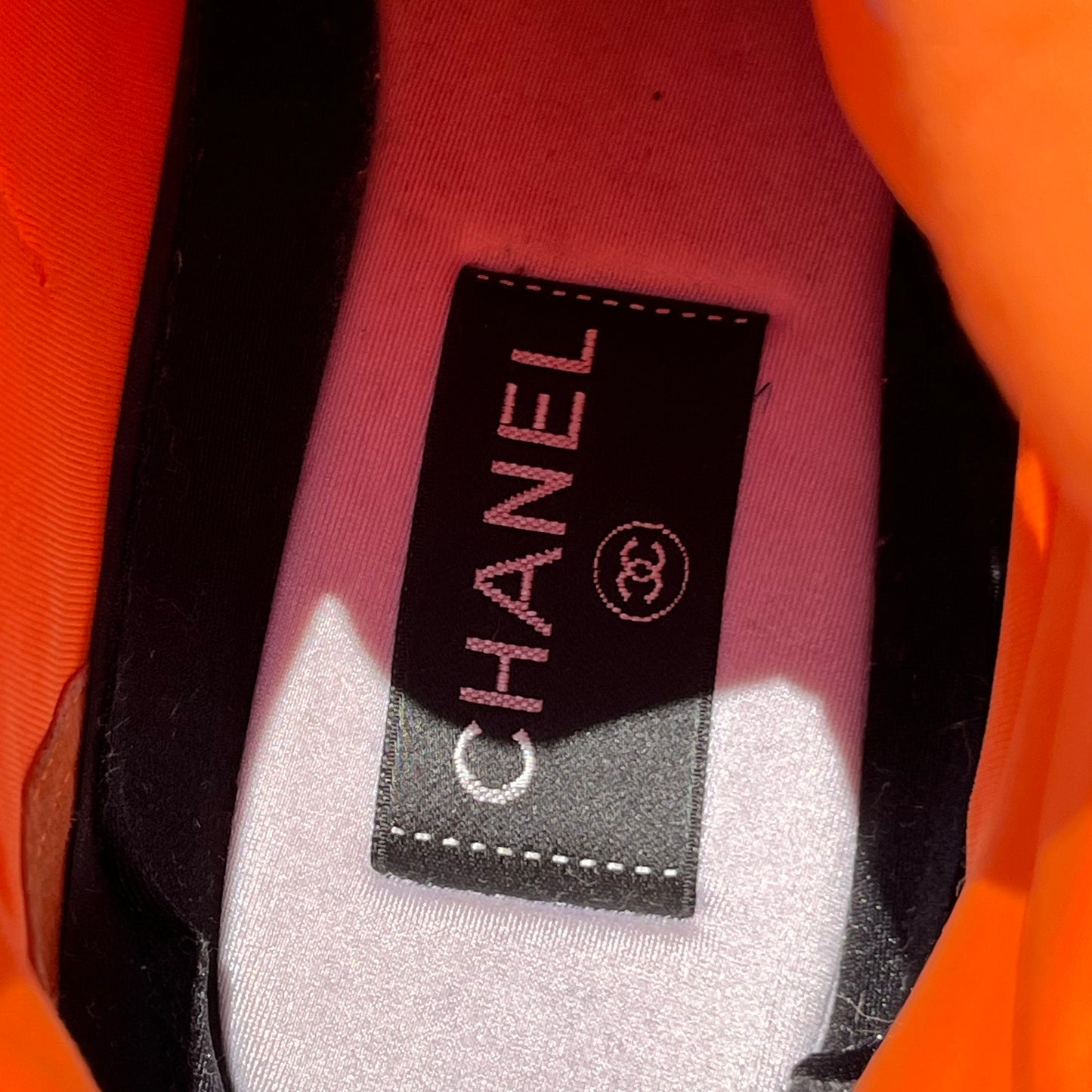 CHANEL Tricolor Leather and Neoprene CC High Top Sneakers