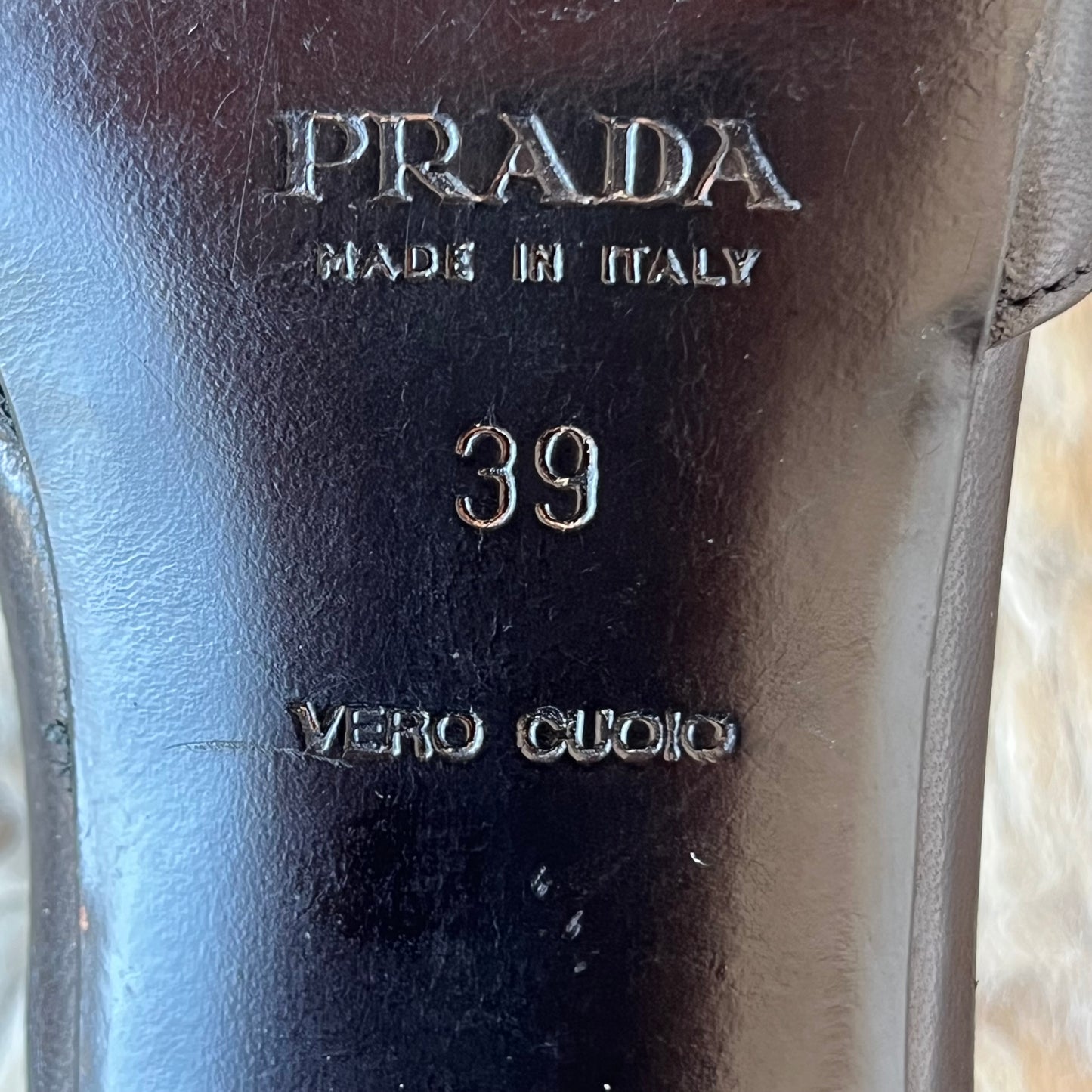 PRADA Buckle Detail Pointed Toe Open Side Pumps