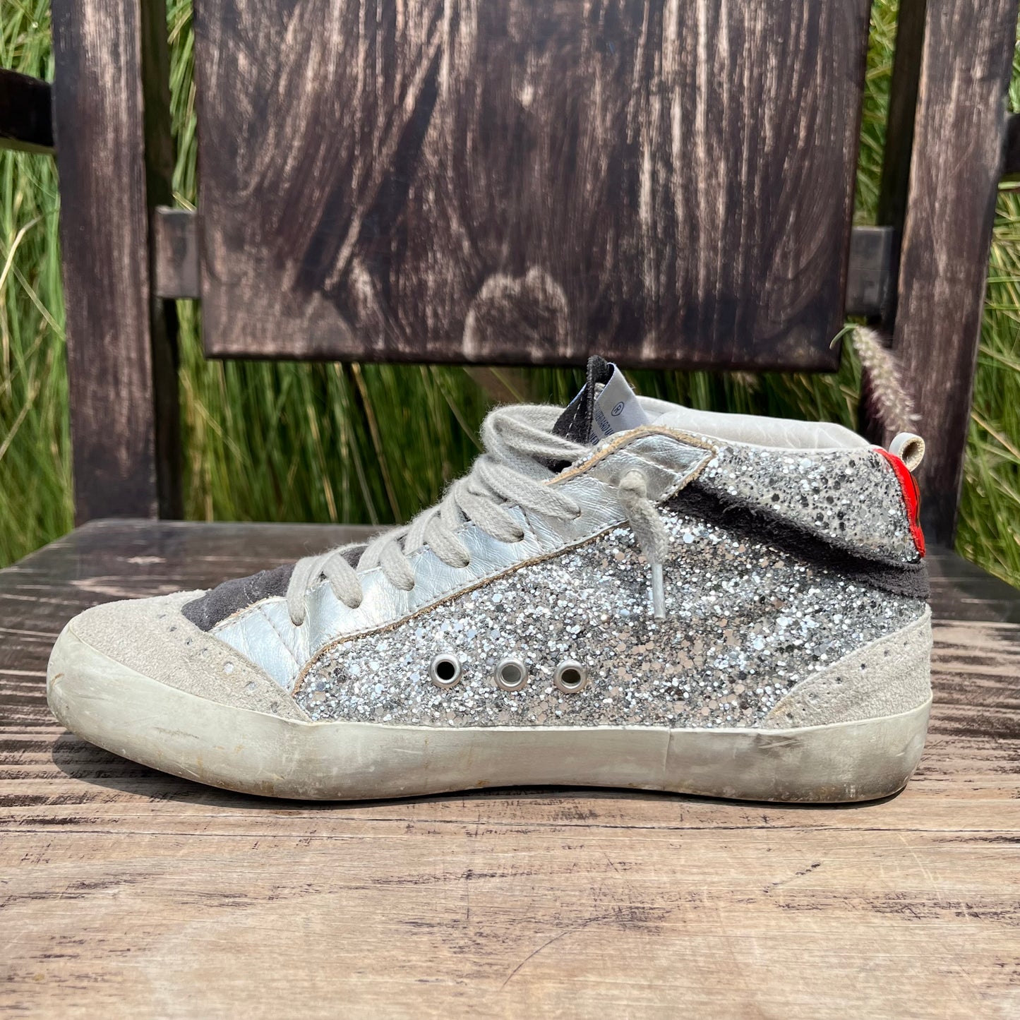 Golden Goose Limited Edition Glitter Zebra Pony Hair Mid Star Sneakers