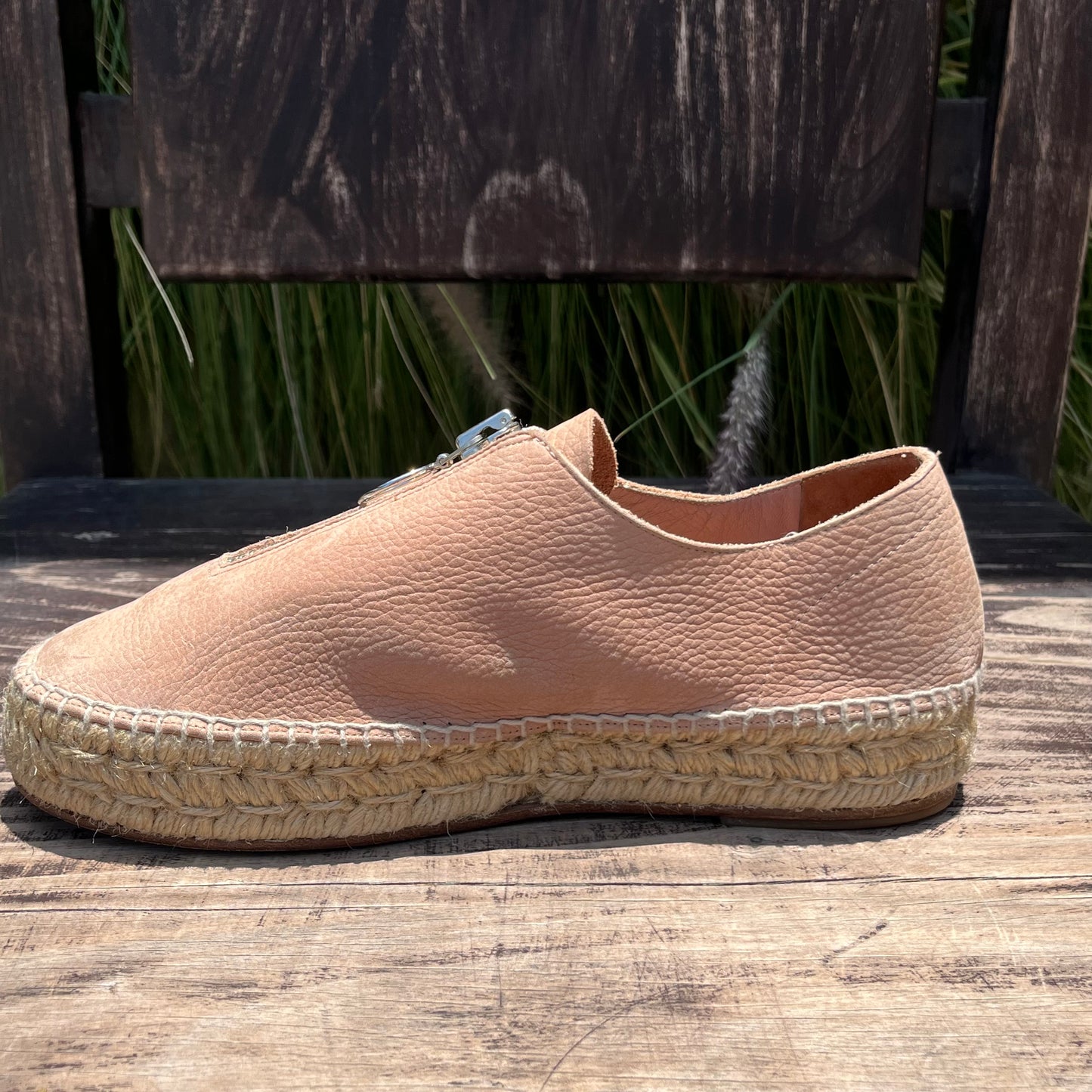 Alpargatas de plataforma Devon con cremallera en piel color rubor de ALEXANDER WANG
