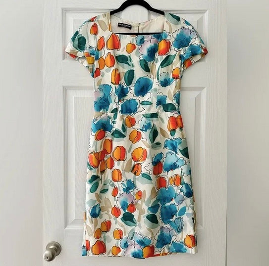 Dolce And Gabbana SS 2006 Watercolor Floral Sheath Dress