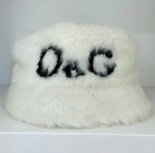 Dolce And Gabbana RARE Logo Black White Fur Bucket Hat
