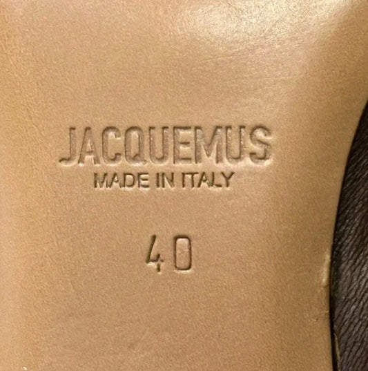 JACQUEMUS Les Mules Bagnu Twisted Brown Lambskin Sandals
