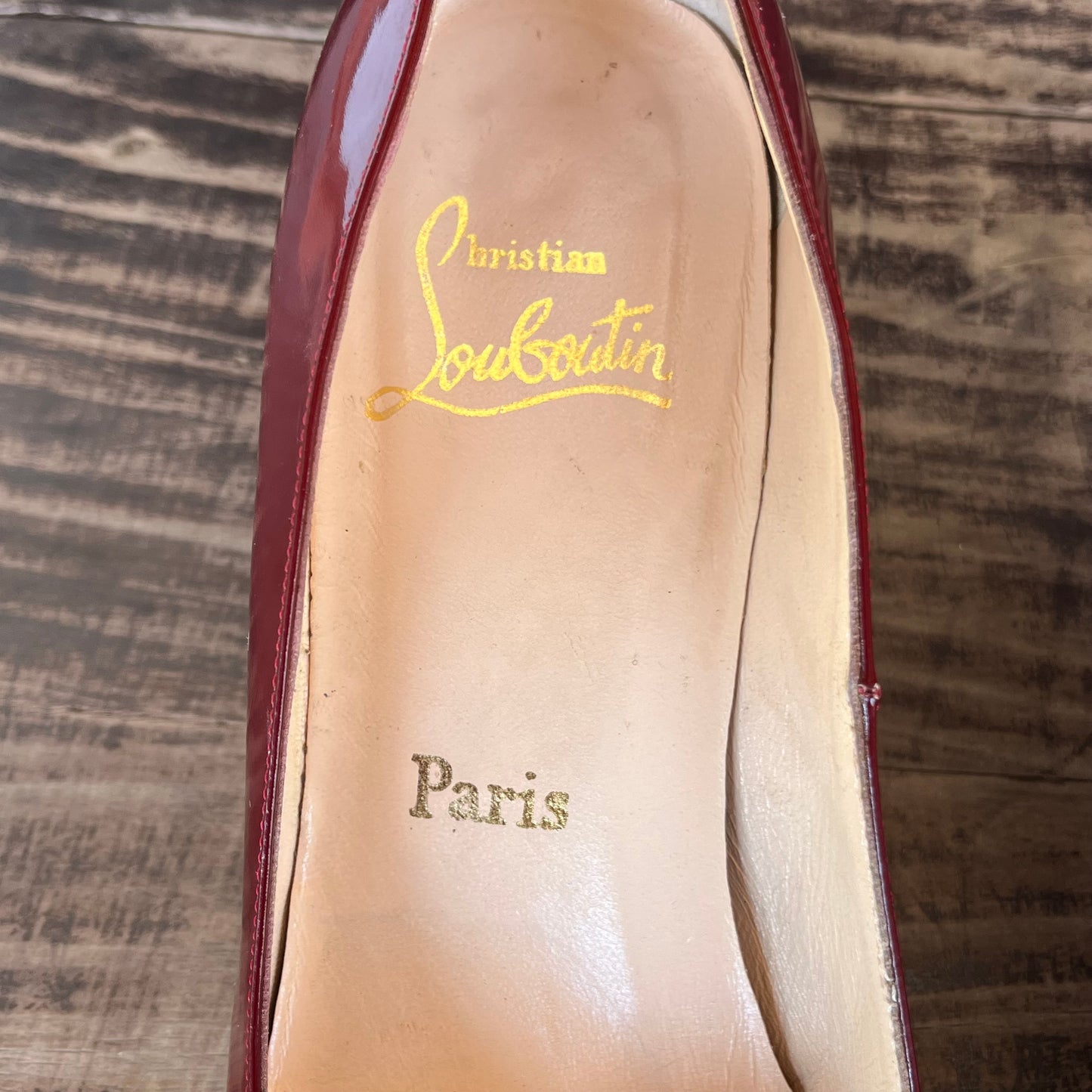 Christian Louboutin Burgundy Patent Leather Simple Pumps
