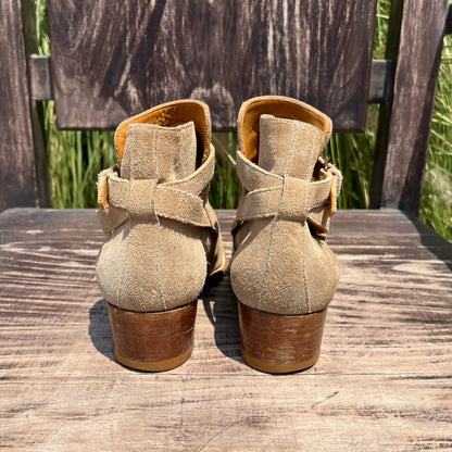 SAINT LAURENT YSL Wyatt Jodphur Suede Mid Heel Boots