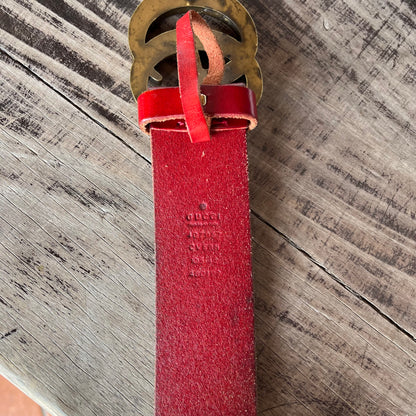 GUCCI MARMONT GG LOGO RED LEATHER STUDDED BELT RARE