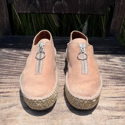 Alpargatas de plataforma Devon con cremallera en piel color rubor de ALEXANDER WANG