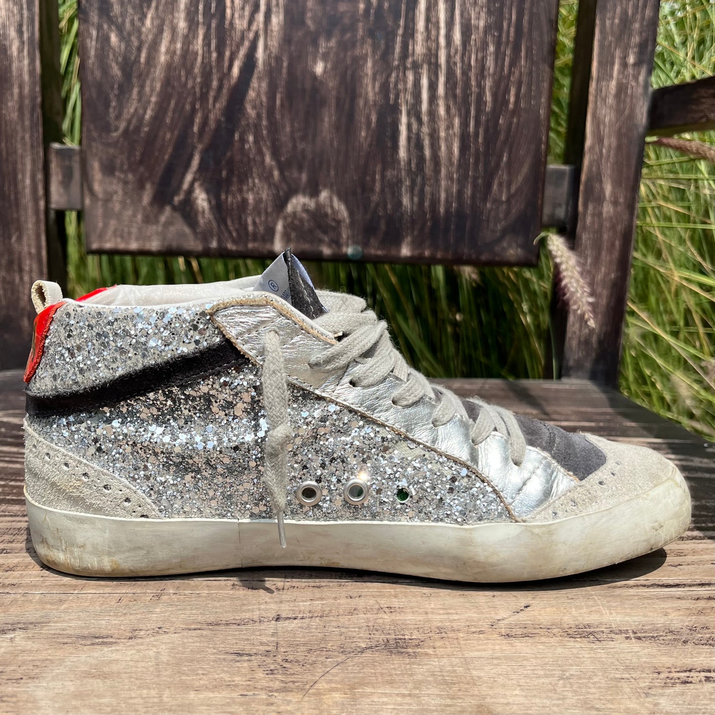 Golden Goose Limited Edition Glitter Zebra Pony Hair Mid Star Sneakers