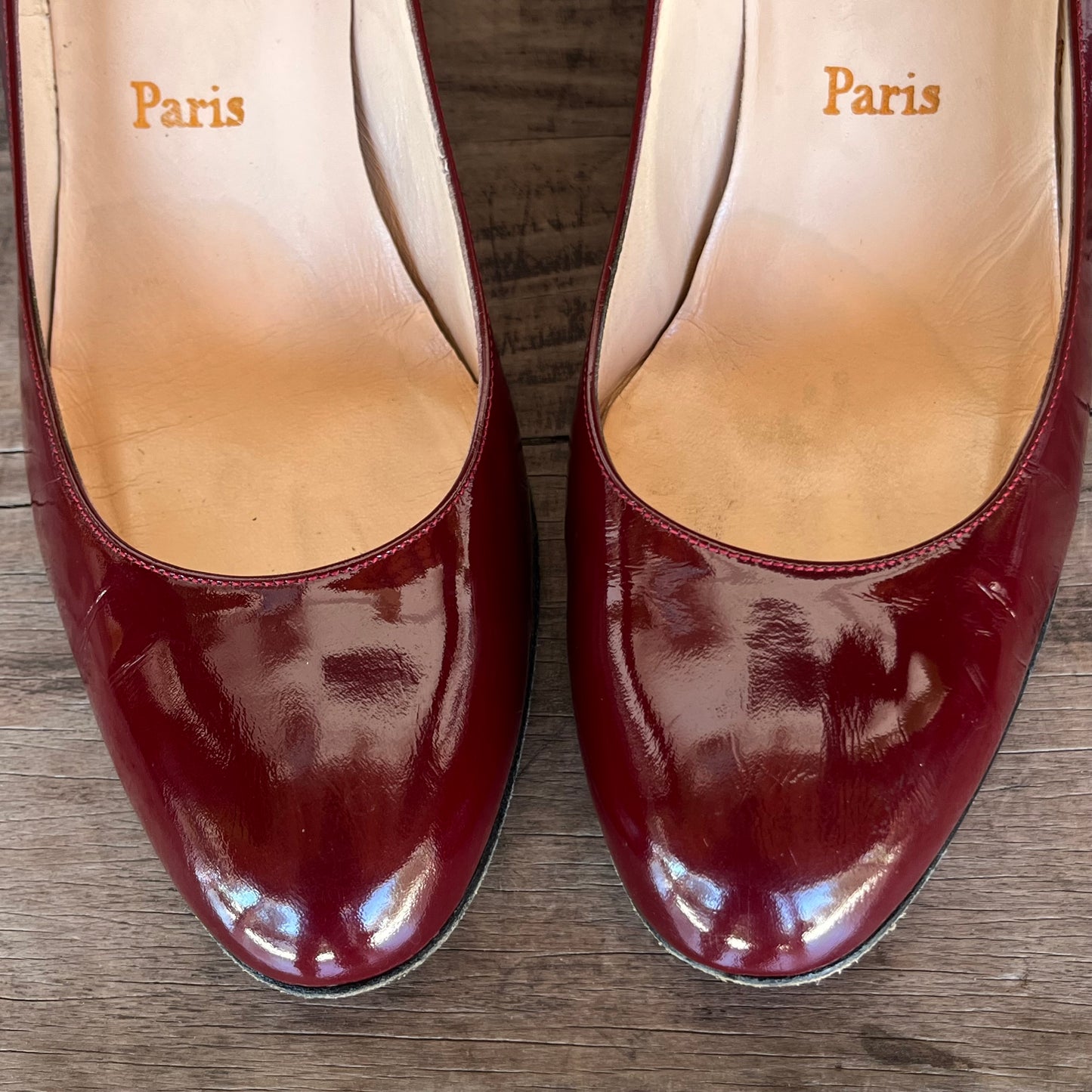 Christian Louboutin Burgundy Patent Leather Simple Pumps