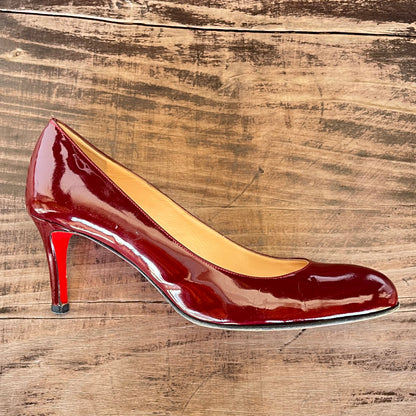 Christian Louboutin Burgundy Patent Leather Simple Pumps