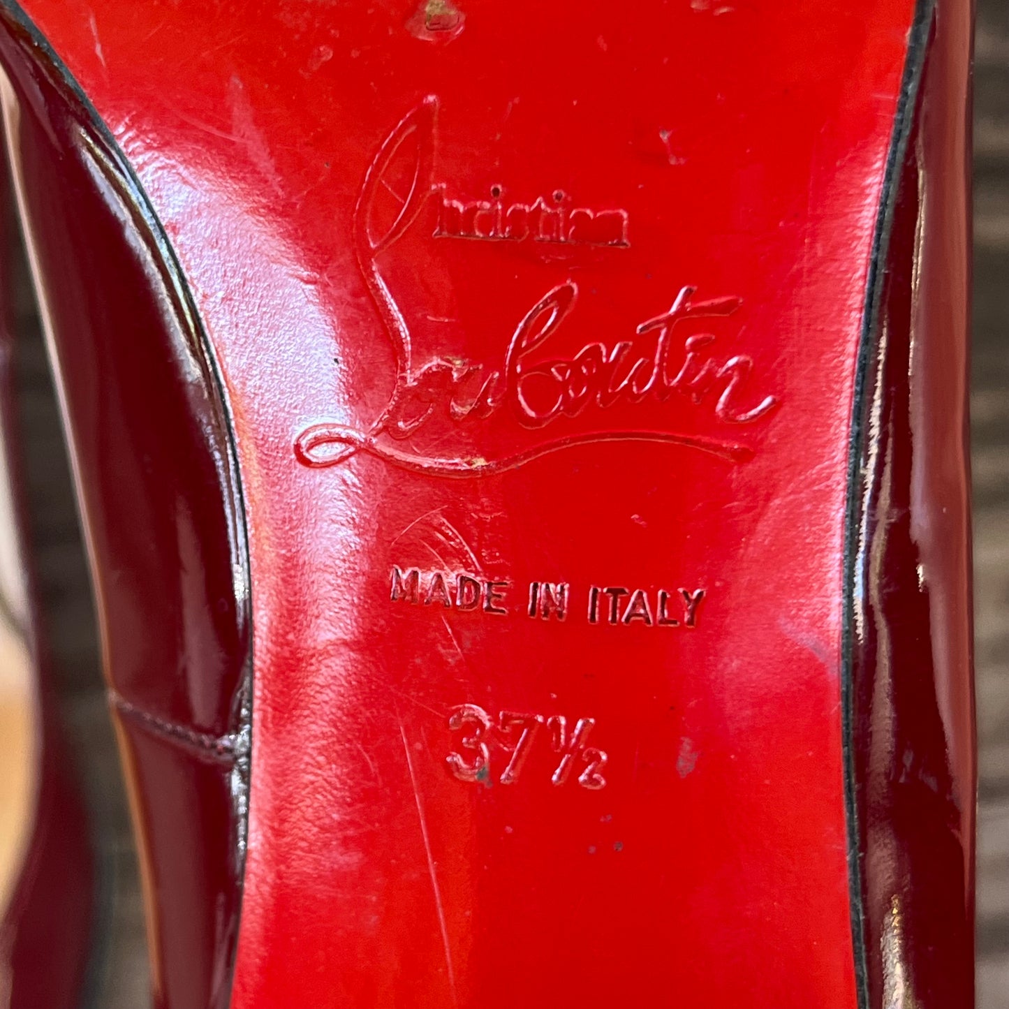 Christian Louboutin Burgundy Patent Leather Simple Pumps