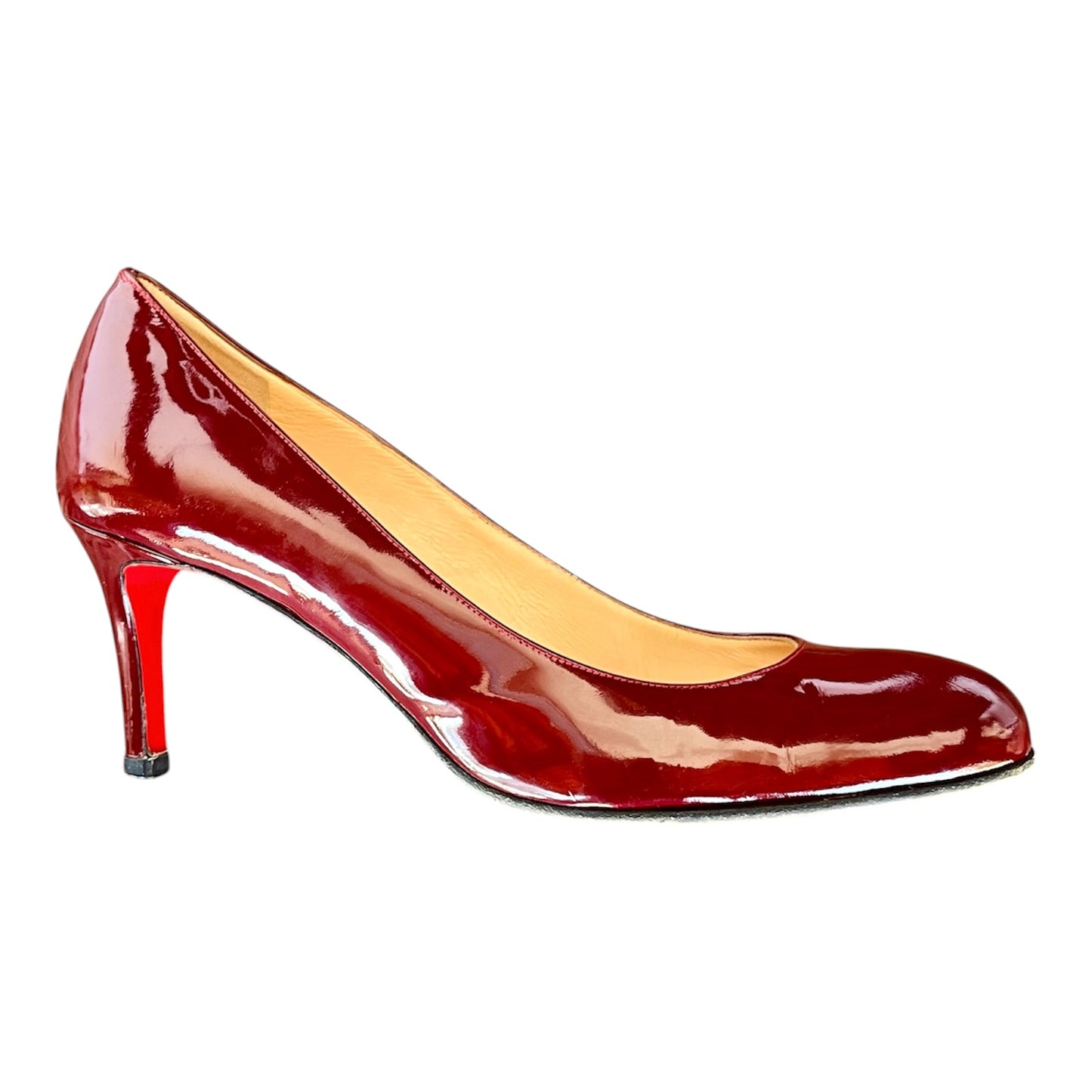 Christian Louboutin Burgundy Patent Leather Simple Pumps