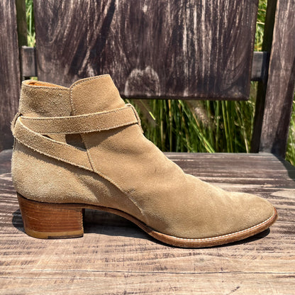 SAINT LAURENT YSL Wyatt Jodphur Suede Mid Heel Boots