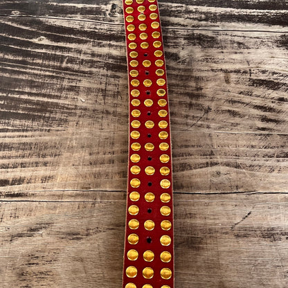 GUCCI MARMONT GG LOGO RED LEATHER STUDDED BELT RARE