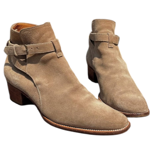 SAINT LAURENT YSL Wyatt Jodphur Suede Mid Heel Boots