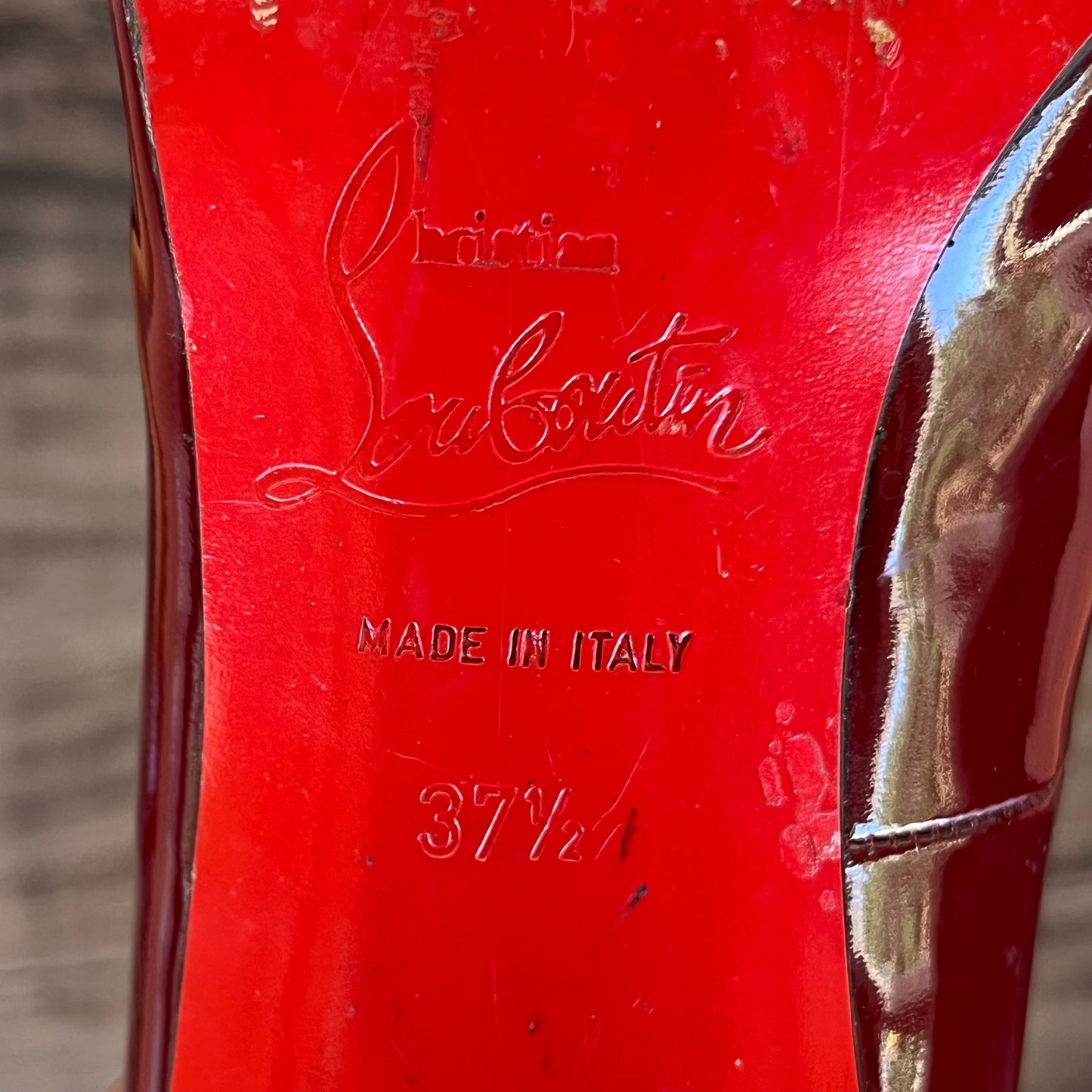 Christian Louboutin Burgundy Patent Leather Simple Pumps
