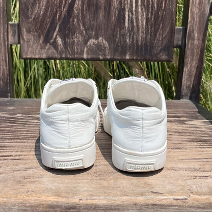 MIU MIU Logo Low Top White Leather Sneakers
