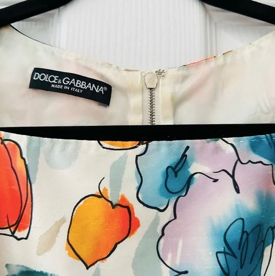 Dolce And Gabbana SS 2006 Watercolor Floral Sheath Dress