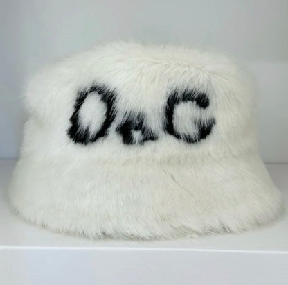 Dolce And Gabbana RARE Logo Black White Fur Bucket Hat