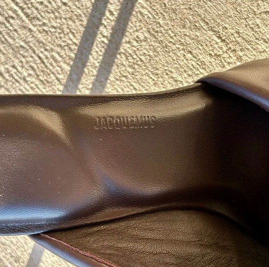 JACQUEMUS Les Mules Bagnu Twisted Brown Lambskin Sandals
