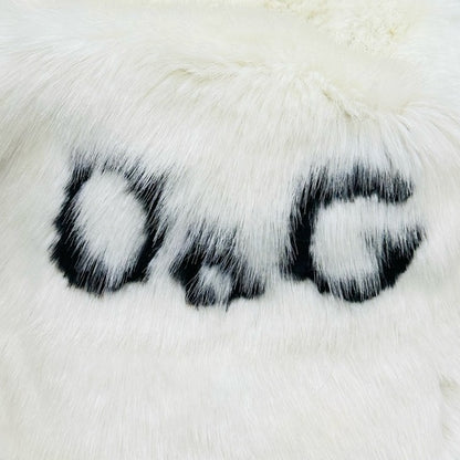 Dolce And Gabbana RARE Logo Black White Fur Bucket Hat